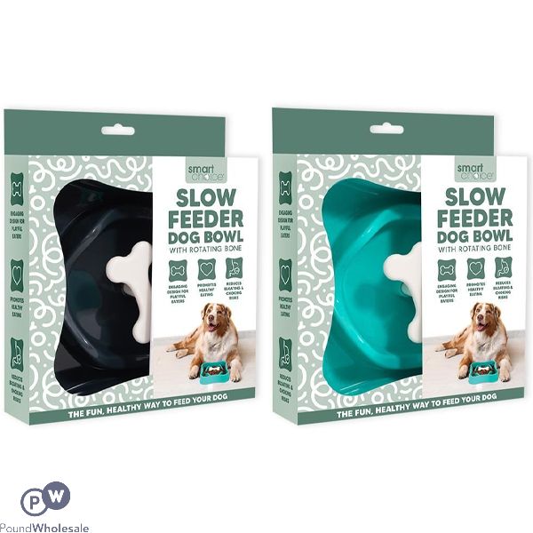 Smart Choice Rotating Bone Slow Feeder Dog Bowl 2 Assorted Colours