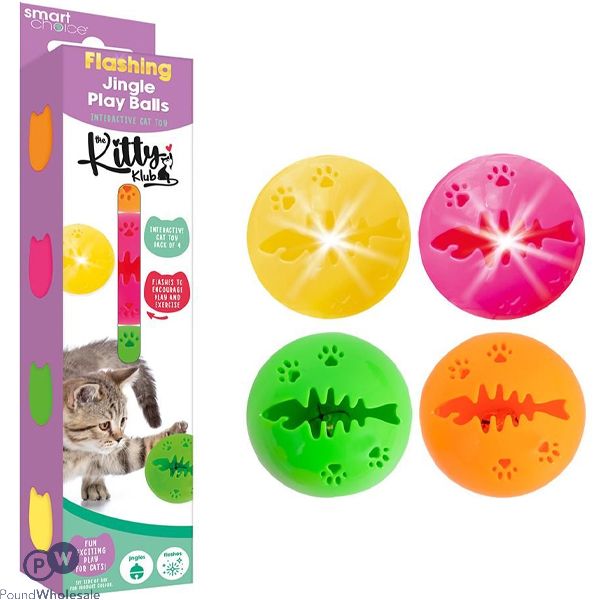 Smart Choice Flashing & Jingling Interactive Cat Play Balls 4 Pack