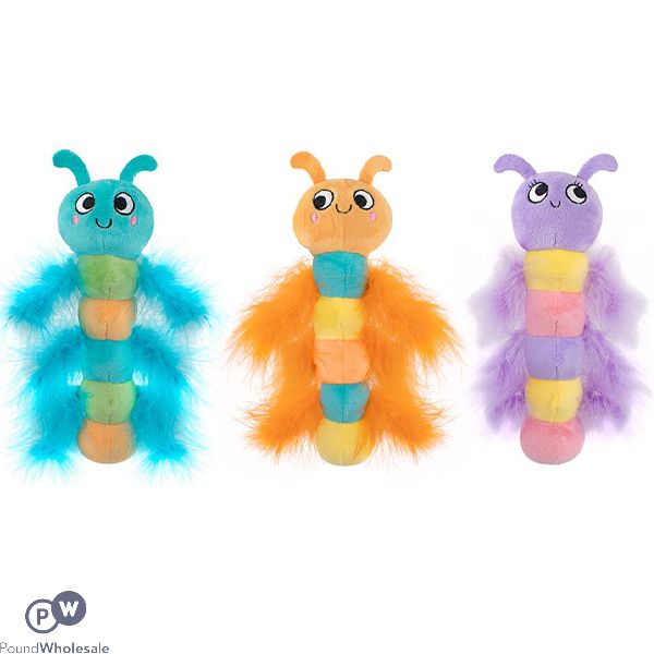 Smart Choice Plush Feather Caterpillar Kicker Cat Toy 25cm Assorted Colours