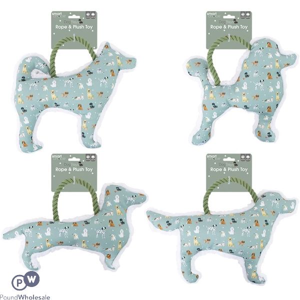 Smart Choice Dog Print Squeaky Rope & Plush Dog Toy Assorted