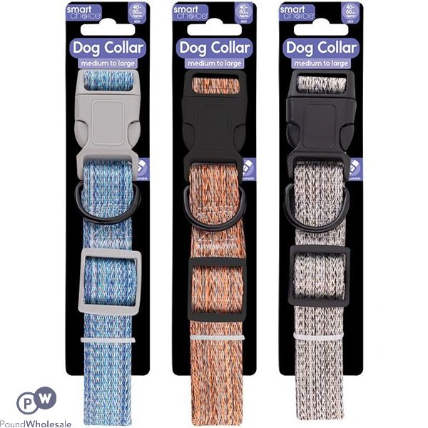 Smart Choice Medium-to-large Woven Dog Collar 40cm-60cm Assorted Colours