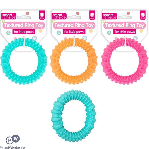 Smart Choice Textured Rubber Ring Dental Puppy Toy 9cm Assorted Colours