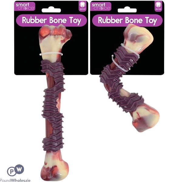 Smart Choice Textured Rubber Bone Dog Toy Assorted