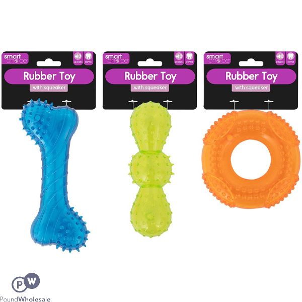 Smart Choice Squeaky Textured Rubber Dog Toy Assorted