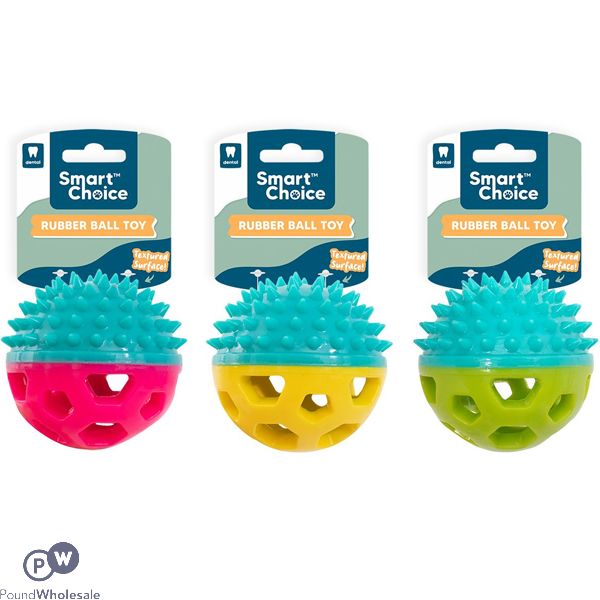 Smart Choice Rubber Spiky Half Ball Dog Toy 8cm Assorted Colours