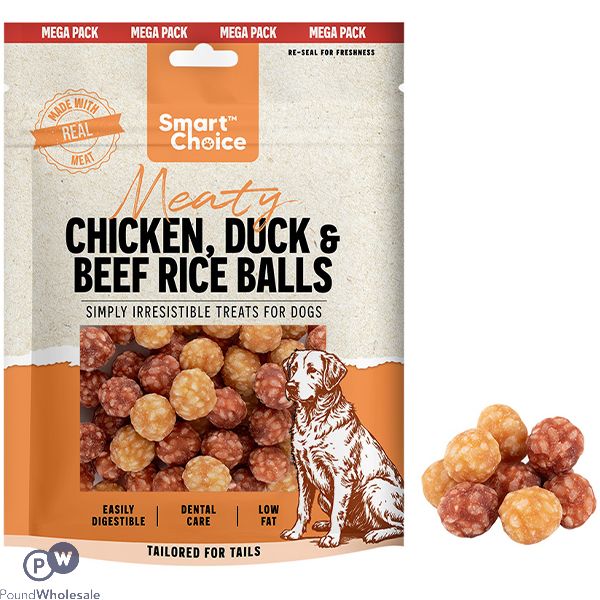 Smart Choice Meaty Chicken, Duck & Beef Rice Balls Dog Treats 300g