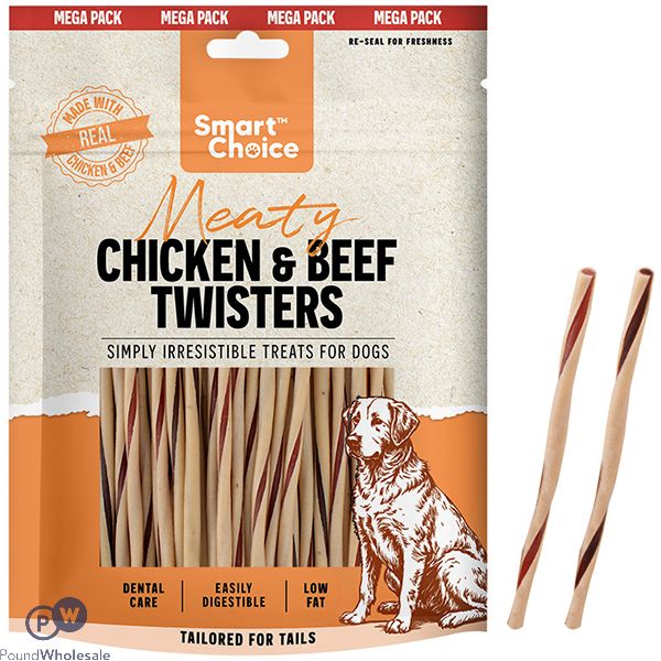 Smart Choice Meaty Chicken & Beef Twisters Dog Treats 300g