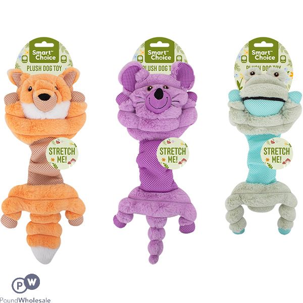 Smart Choice Squeaky Plush Stretch Animal Dog Toy 43cm Assorted