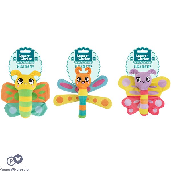 Smart Choice Squeaky Crinkle Plush Flying Insect Puppy Toy 21cm Assorted