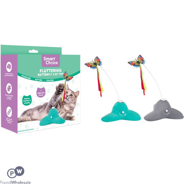 Smart Choice Fluttering Rotating Butterfly Cat Toy Assorted Colours