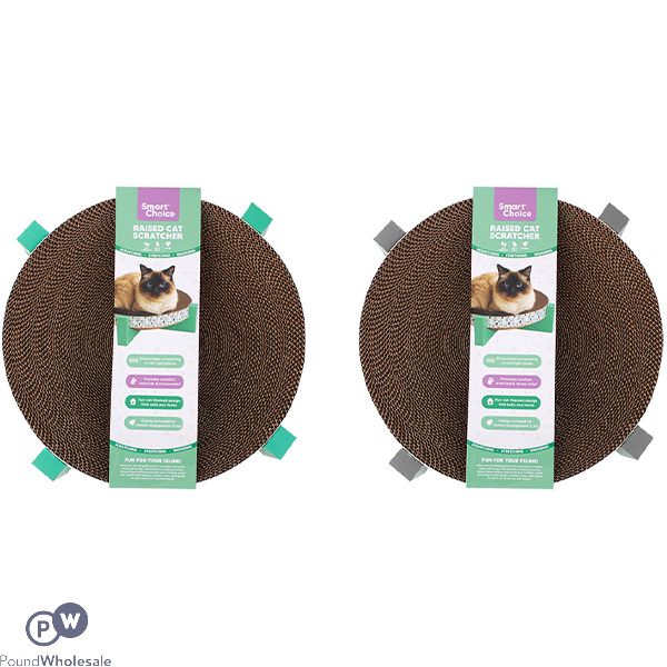 Smart Choice Catnip Raised Round Cardboard Cat Scratcher 34cm Assorted Colours