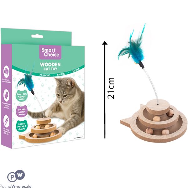 Smart Choice Catnip Interactive Wooden Ball Tower Cat Toy 21cm