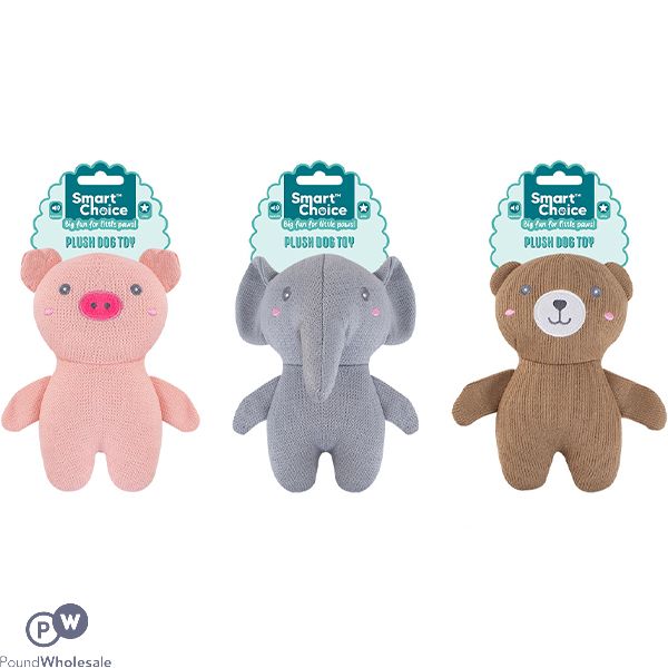 Smart Choice Squeaky Plush Animal Puppy Toy 21cm Assorted