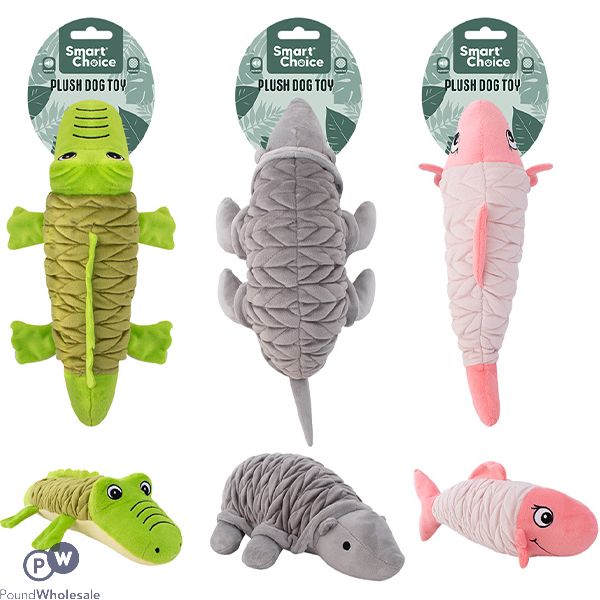 Smart Choice Squeaky Plush Scaly Animal Dog Toy 32cm Assorted