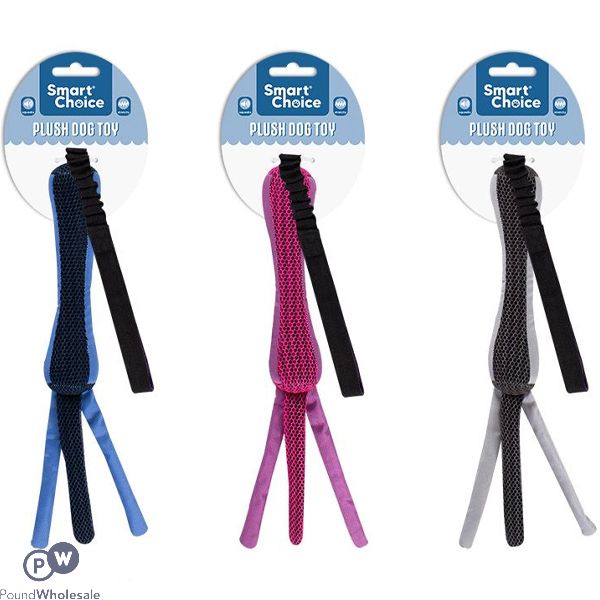 Smart Choice Squeaky Plush Elastic Pull Dog Toy 67cm Assorted Colours