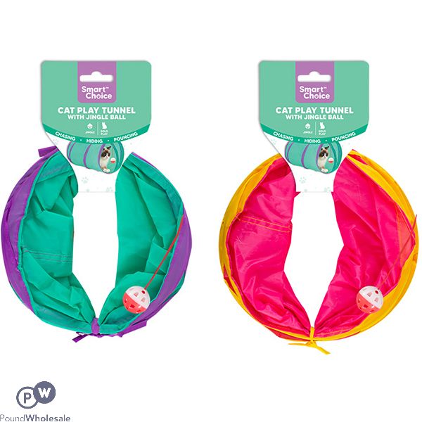 Smart Choice Jingle Ball Cat Play Tunnel 50cm X 25cm Assorted Colours