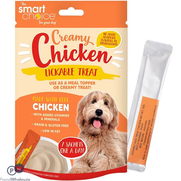 Smart Choice Creamy Chicken Lick Dog Treat 7 Pack 84g Expired