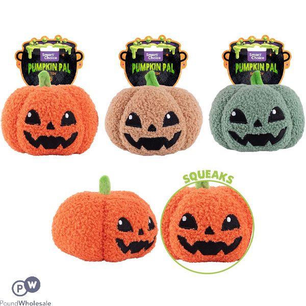 Smart Choice Halloween Squeaky Plush Pumpkin Pal Dog Toy 14cm Assorted Colours