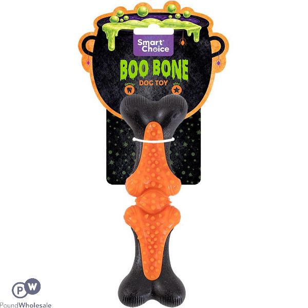 Smart Choice Halloween Rubber & Pp Dental Boo Bone Dog Toy 17.5cm