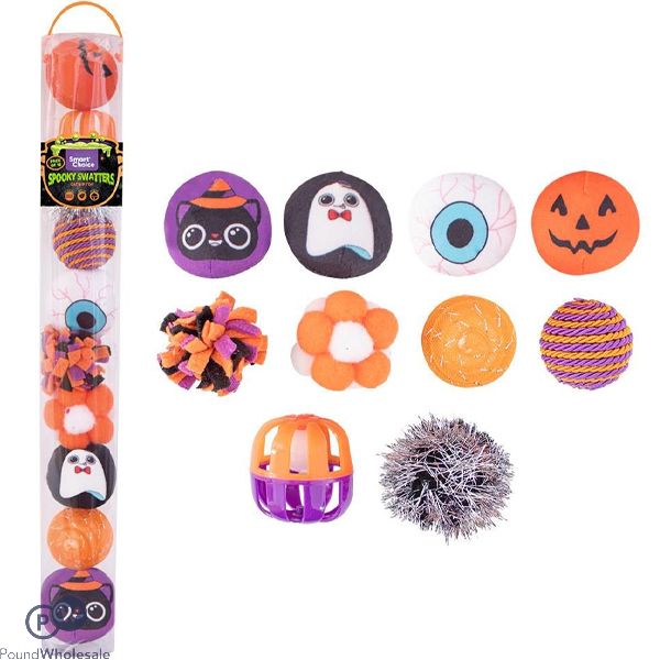 Smart Choice Halloween Assorted Catnip Jingle Spooky Swatters Cat Toys 10 Pack