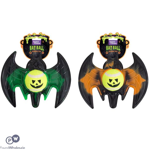 Smart Choice Halloween 2-in-1 Rubber Bat & Ball Dog Toy 21cm Assorted Colours