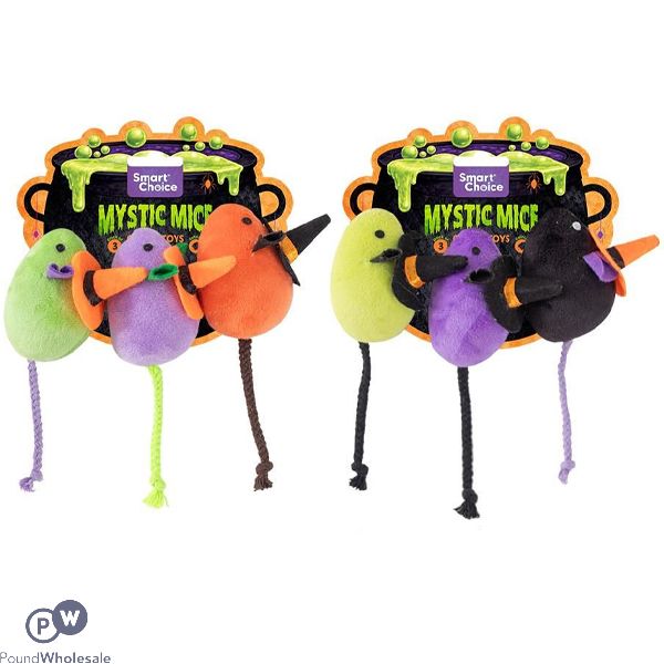 Smart Choice Halloween Catnip Mystic Witch Mice Cat Toys 14cm 3 Pack