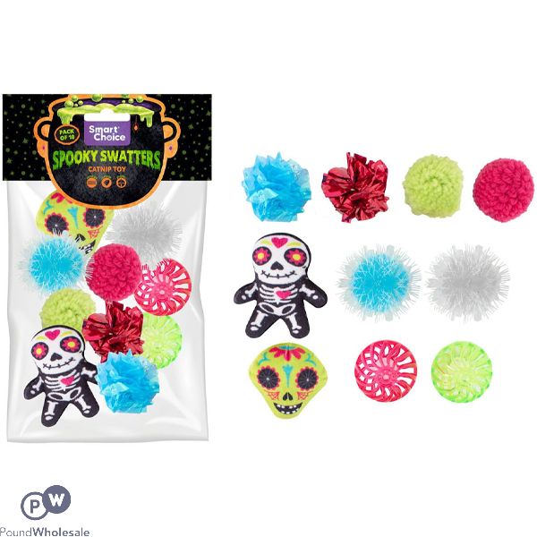 Smart Choice Halloween Assorted Catnip Spooky Swatters Cat Toys 10 Pack