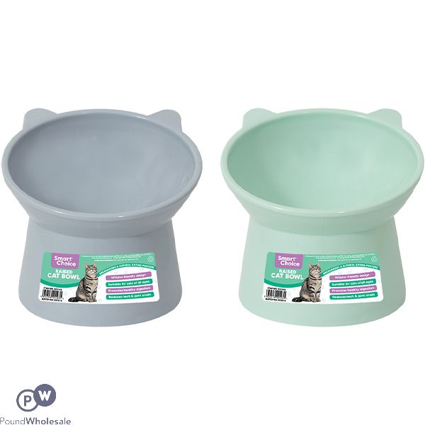 Smart Choice Plastic Raised Cat Head Food Bowl Assorted Colours