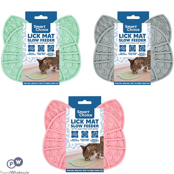 Smart Choice Rubber Cat Head Pet Slow Feeder Lick Mat Assorted Colours