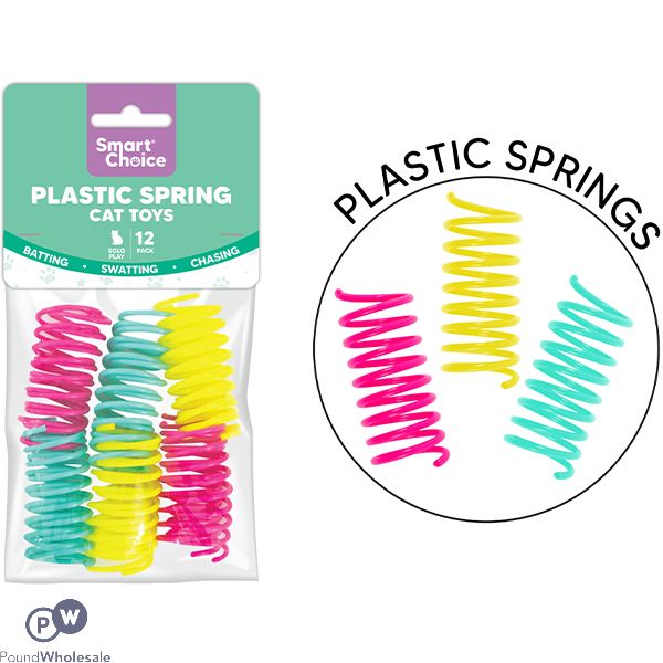 Smart Choice Assorted Colour Plastic Spring Cat Toys 12 Pack