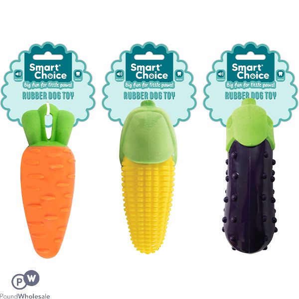 Smart Choice Squeaky Rubber Vegetable Dog Toy 12cm Assorted