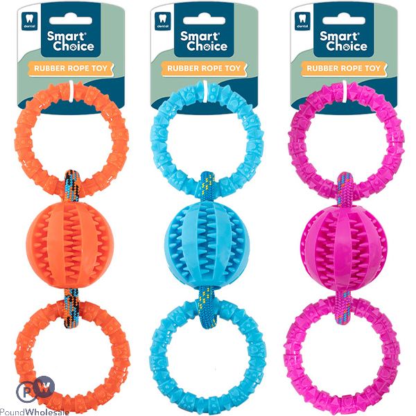 Smart Choice Rubber Rope Multi-textured Dog Toy 25cm Assorted Colours