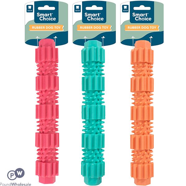 Smart Choice Spiky Rubber Baton Dog Toy 22.5cm Assorted Colours