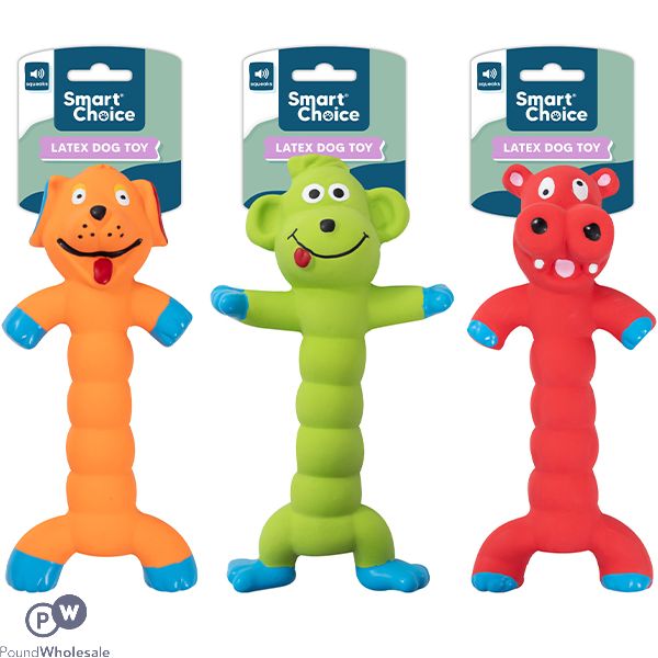 Smart Choice Squeaky Twist Latex Silly Animal Dog Toy 20cm Assorted