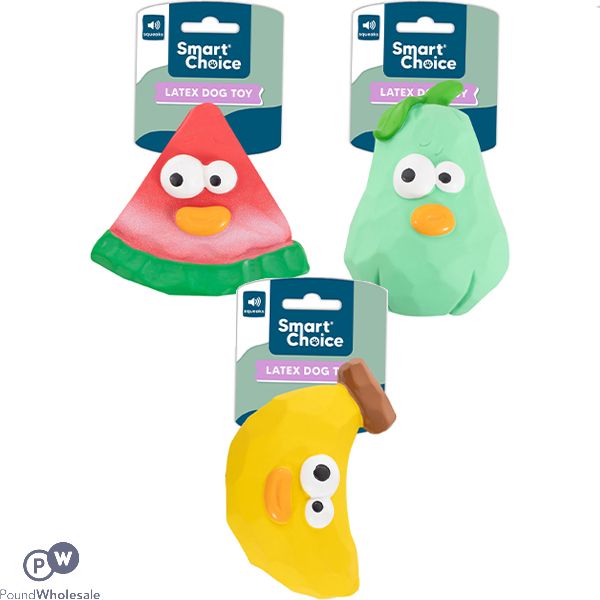 Smart Choice Squeaky Latex Fruit Dog Toy 11.5cm Assorted