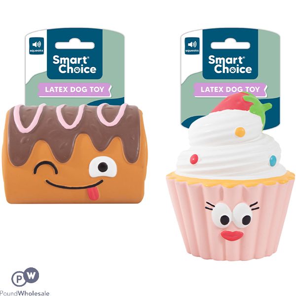 Smart Choice Squeaky Latex Cake Dog Toy Assorted