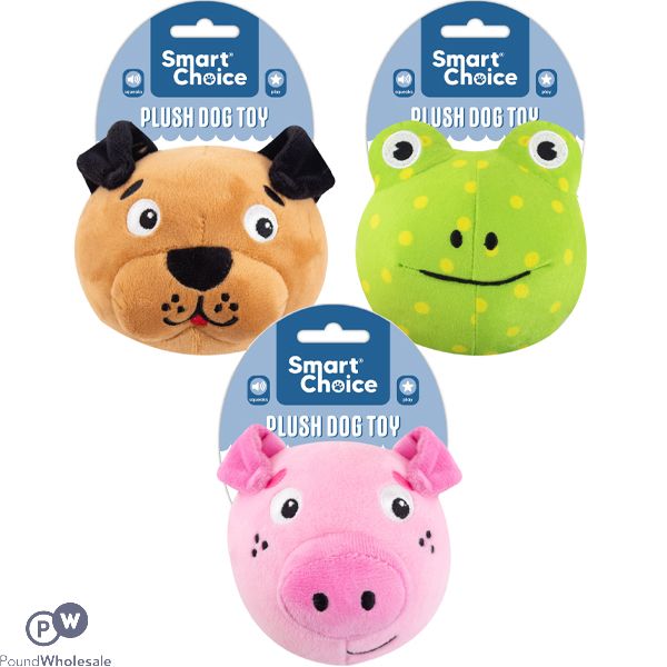 Smart Choice Squeaky Plush Ball Animal Dog Toy 11cm Assorted