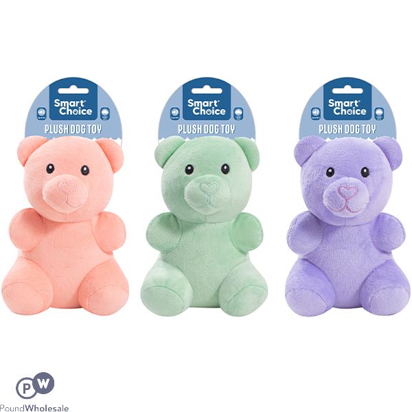 Smart Choice Squeaky Plush Gummy Bear Dog Toy 18cm Assorted Colours