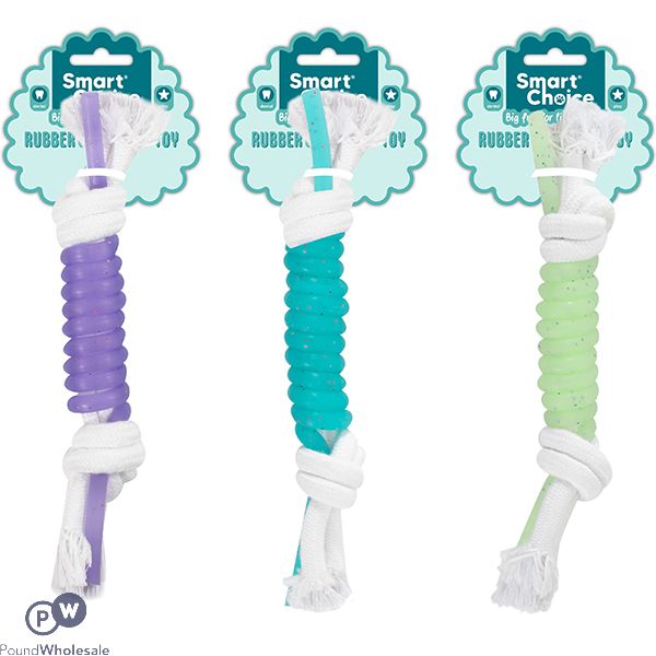 Smart Choice Rubber Rope Double Knotted Dog Toy 25cm Assorted Colours