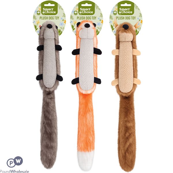 Smart Choice Squeaky Plush Long Tail Animal Dog Toy 40cm Assorted