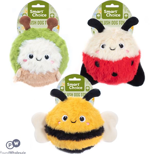 Smart Choice Squeaky Plush Spiky Rubber Insect Dog Toy 11cm Assorted