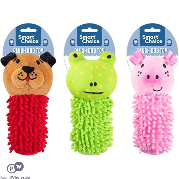 Smart Choice Squeaky Crinkle Noodle Plush Animal Dog Toy 21cm Assorted