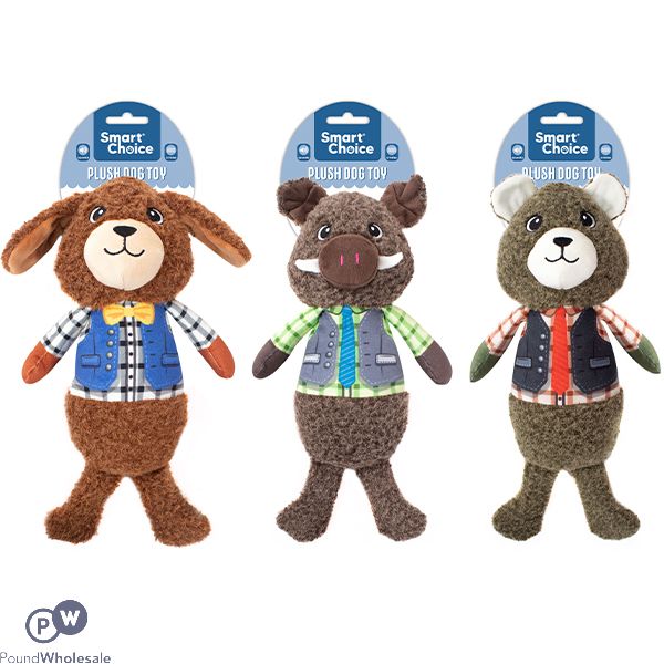Smart Choice Squeaky Crinkle Plush Professional Dog Toy 37cm Assorted