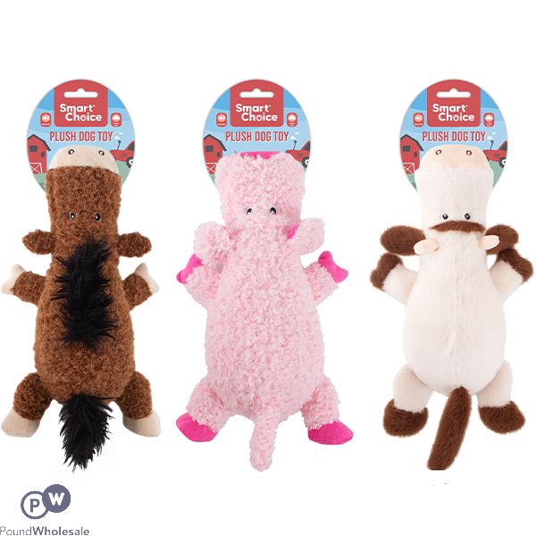 Smart Choice Squeaky Plush Farm Animal Dog Toy 32cm Assorted