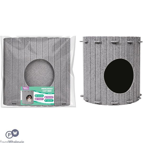 Smart Choice Felt Grey Feather Hideaway Cat Bed 40cm X 30cm