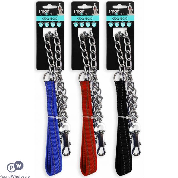 SMART CHOICE METAL CHAIN DOG LEAD 3 ASSORTED COLOURS