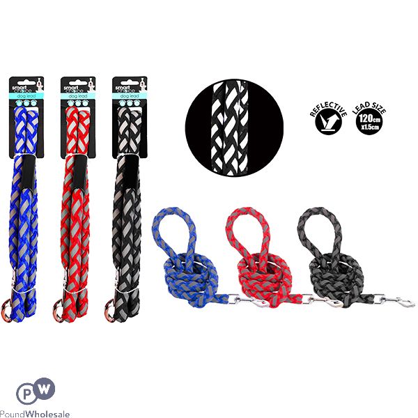 SMART CHOICE STRONG REFLECTIVE ROPE DOG LEAD 1.2M ASSORTED COLOURS