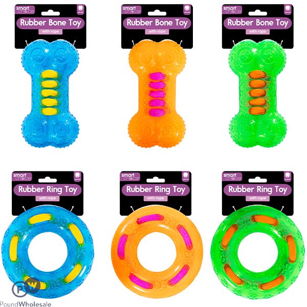 Smart Choice Strong Rubber Dog Toys 2 Assorted Designs 3 Assorted Colours
