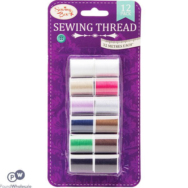 Sewing Box Assorted Colour Sewing Thread 32m 12 Pack