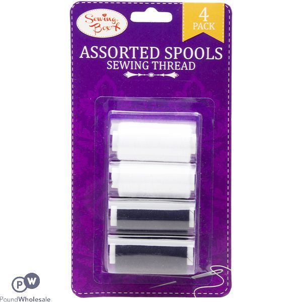 Sewing Box Black & White Sewing Thread 4 Pack